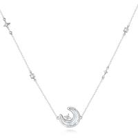 Cubic Zircon Micro Pave 925 Sterling Silver Necklace with White Shell with 1.97inch extender chain fashion jewelry & micro pave cubic zirconia & for woman nickel lead & cadmium free Length Approx 14.96 Inch Sold By PC