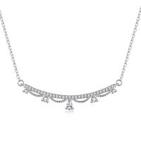 Cubic Zircon Micro Pave 925 Sterling Silver Necklace, with 1.97inch extender chain, fashion jewelry & micro pave cubic zirconia & for woman, nickel, lead & cadmium free, Length:Approx 15.35 Inch, Sold By PC