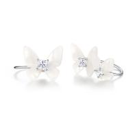 Cubic Zirconia Micro Pave Sterling Silver Earring 925 Sterling Silver with Acrylic Butterfly fashion jewelry & micro pave cubic zirconia & for woman nickel lead & cadmium free Sold By Pair