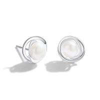 925 Sterling Silver Stud Earrings with Freshwater Pearl fashion jewelry & for woman nickel lead & cadmium free Sold By Pair