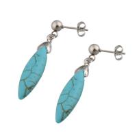 Stainless Steel Drop Earring, 304 Stainless Steel, with turquoise, fashion jewelry & for woman, 44x8x16.50mm, Sold By Pair