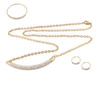 Rhinestone Stainless Steel Jewelry Set, bangle & earring & necklace, 304 Stainless Steel, three pieces & for woman & with rhinestone, golden, Length:Approx 20.67 Inch, Sold By Set