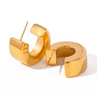 Brincos de garanhão de aço inoxidável, Aço inoxidável 304, 18K banhado a ouro, joias de moda & para mulher, dourado, vendido por par