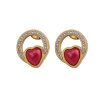 Edelstahl Ohrringe, 304 Edelstahl, mit Kunststoff Perlen, Modeschmuck & für Frau & mit Strass, 18x16x4mm, verkauft von Paar