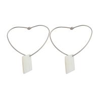 Stainless Steel Drop Earring 304 Stainless Steel with Shell Heart fashion jewelry & for woman Sold By Pair