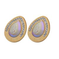 Stainless Steel Stud Earrings 304 Stainless Steel with Acrylic fashion jewelry & for woman & with rhinestone Sold By Pair