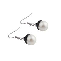 Stainless Steel Drop Earring, 304 Stainless Steel, with Plastic Pearl, fashion jewelry & for woman & with rhinestone, 36x12x12mm, Sold By Pair