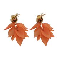 Stainless Steel Drop Earring 304 Stainless Steel with Plastic Leaf fashion jewelry & for woman golden Sold By Pair