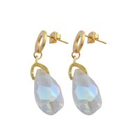 Stainless Steel Drop Earring, 304 Stainless Steel, with Glass, fashion jewelry & for woman, 41x11x11mm, Sold By Pair