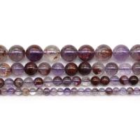 Φυσικό χαλαζία κοσμήματα χάντρες, Μωβ + φάντασμα + χαλαζία, Γύρος, DIY & διαφορετικό μέγεθος για την επιλογή, μωβ, Sold Per Περίπου 38 cm Strand