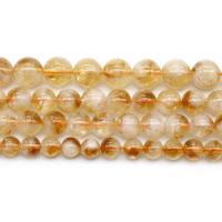 Natürlicher Citrin Perlen, Gelbquarz Perlen, rund, DIY & verschiedene Größen vorhanden, gelb, verkauft per ca. 38 cm Strang