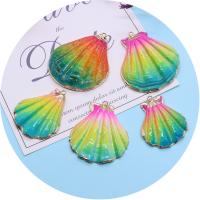 Shell Pendants with Brass gold color plated dyed & DIY gradient color Length about 28-39mm Hight about 32-43mm Sold By Bag