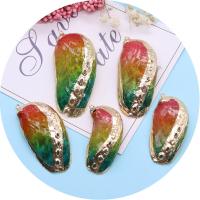 Shell Pendants with Brass gold color plated DIY rainbow colors Length about 22-31mm Hight about 45-64mm Sold By Bag