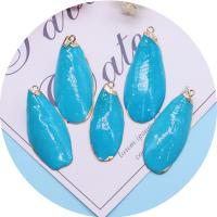 Shell Pendants with Brass gold color plated dyed & DIY blue Length about 16-20mm Hight about 37-46mm Sold By Bag