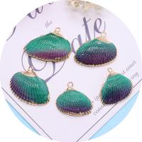 Shell Pendants with Brass gold color plated dyed & DIY rainbow colors Length about 20 Hight about 21-30mm Sold By Bag