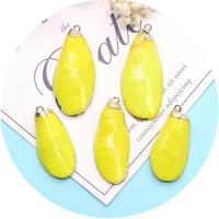 Shell Pendants, with Brass, gold color plated, dyed & DIY, more colors for choice, 16x37-20x46mm, 5PCs/Bag, Sold By Bag