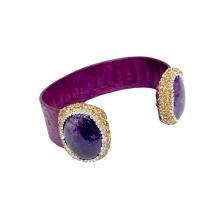 Bracelets quartz, améthyste, avec Peau de serpent, pour femme & avec strass, violet, Longueur:Environ 18 cm, Vendu par PC