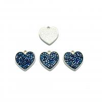 Rhinestone Brass Pendants, Heart, plated, DIY & with rhinestone, more colors for choice, 16x17mm, Sold By PC