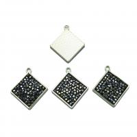 Rhinestone Brass Pendants, Rhombus, plated, DIY & with rhinestone, more colors for choice, 23x26mm, Sold By PC