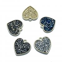 Rhinestone Brass Pendants, Heart, plated, DIY & with rhinestone, more colors for choice, 19x19mm, Sold By PC