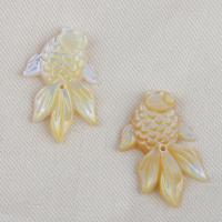 Natural Yellow Shell Beads, Fish, DIY, yellow, 22.20x14.50x2.50mm, 2PCs/Pair, Sold By Pair