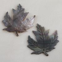 Natural Black Shell Pendants Maple Leaf DIY black Sold By PC