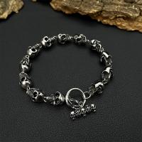 Titanium Steel Bracelet & Bangle, Skull, polished, fashion jewelry & for man, original color, nickel, lead & cadmium free, Length:Approx 230 mm, Sold By PC
