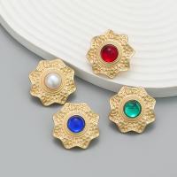 Tibetan Style Stud Earring, with Resin, Flower, fashion jewelry & for woman, more colors for choice, nickel, lead & cadmium free, 28x29mm, Sold By Pair