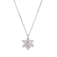 Cubic Zircon Micro Pave 925 Sterling Silver Necklace, with 5CM extender chain, Snowflake, plated, micro pave cubic zirconia & for woman, platinum color, Length:Approx 45 cm, Sold By PC