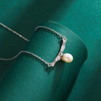 Серебряное ожерелье, 925 пробы, с Пресноводные жемчуги, ювелирные изделия моды & Женский, не содержит никель, свинец, длина Приблизительно 48 см, продается PC
