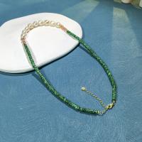 925 Sterling Silver Necklaces with Malachite & Freshwater Pearl with 5cm extender chain fashion jewelry nickel lead & cadmium free Length Approx 40 cm Sold By PC