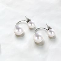 925 Sterling Silver Stud Earrings with Plastic Pearl fashion jewelry & for woman nickel lead & cadmium free Sold By Pair