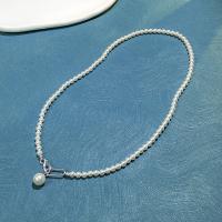 925 Sterling Silver Necklaces with Shell Pearl fashion jewelry & for woman nickel lead & cadmium free 40cm Sold By PC