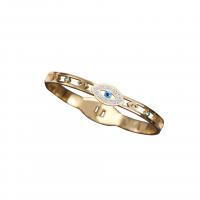 Titanium Steel Bangle Evil Eye gold color plated Unisex & enamel & with rhinestone & hollow Inner Approx 54mm Sold By PC