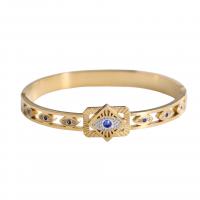 Titanium Steel Bangle, Evil Eye, gold color plated, Unisex & with rhinestone, Inner Diameter:Approx 54mm, Sold By PC