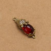 Animal Tibetan Style Connector, with Red Agate, Fabulous Wild Beast, gold color plated, DIY & with rhinestone, red, nickel, lead & cadmium free, 20x6mm, Sold By PC