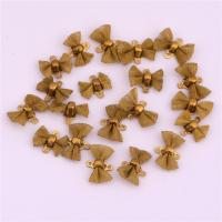 Brass Jewelry Pendants, Bowknot, DIY & double-hole, original color, nickel, lead & cadmium free, 12x9mm, Approx 100PCs/Bag, Sold By Bag