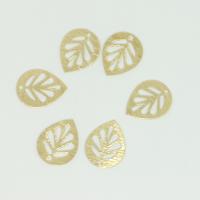 Hollow Brass Pendants, Leaf, DIY & brushed, original color, nickel, lead & cadmium free, 10.80x13.70x0.50mm, Approx 100PCs/Bag, Sold By Bag