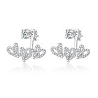Cubic Zirconia Micro Pave Sterling Silver Earring, 925 Sterling Silver, fashion jewelry & micro pave cubic zirconia & for woman, nickel, lead & cadmium free, 21.50x18.50mm, Sold By Pair
