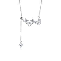 Cubic Zircon Micro Pave 925 Sterling Silver Necklace, with 1.97inch extender chain, fashion jewelry & micro pave cubic zirconia & for woman, nickel, lead & cadmium free, Length:Approx 15.74 Inch, Sold By PC