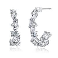 Cubic Zirconia Micro Pave Sterling Silver Earring, 925 Sterling Silver, fashion jewelry & micro pave cubic zirconia & for woman, nickel, lead & cadmium free, 6x21mm, Sold By Pair