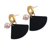 Edelstahl Tropfen Ohrring, 304 Edelstahl, mit Kunststoff Perlen & Acryl, Modeschmuck & für Frau, 30x15x1mm, verkauft von Paar