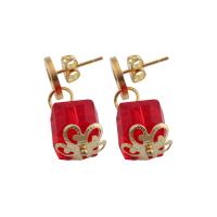 Stainless Steel Drop Earring 304 Stainless Steel with Glass fashion jewelry & for woman golden Sold By Pair