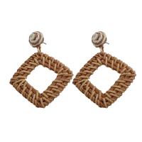 Stainless Steel Drop Earring 304 Stainless Steel with Rattan fashion jewelry & for woman Sold By Pair