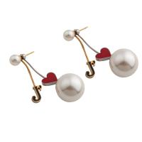Edelstahl Tropfen Ohrring, 304 Edelstahl, mit Kunststoff Perlen, Modeschmuck & für Frau, 48x16x16mm, verkauft von Paar