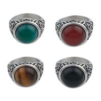 Stainless Steel Finger Ring, 304 Stainless Steel, with Gemstone, different materials for choice & Unisex & different size for choice, ring thickness 19.5mm, Sold By PC