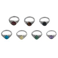 Stainless Steel Finger Ring, 304 Stainless Steel, with Gemstone, different materials for choice & Unisex & different size for choice, ring thickness 12mm, Sold By PC