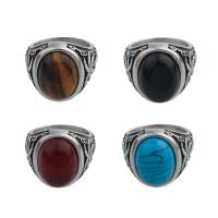Stainless Steel Finger Ring, 304 Stainless Steel, with Gemstone, different materials for choice & Unisex & different size for choice, ring thickness 19mm, Sold By PC