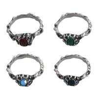 Stainless Steel Finger Ring 304 Stainless Steel with Glass fashion jewelry & Unisex ring thickness 9mm Sold By PC