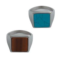 خاتم إصبع الفولاذ المقاوم للصدأ, 304 الفولاذ المقاوم للصدأ, مع حجر كريم, مواد مختلفة للاختيار & للجنسين & حجم مختلفة للاختيار, ring thickness 17.5mm, تباع بواسطة PC
